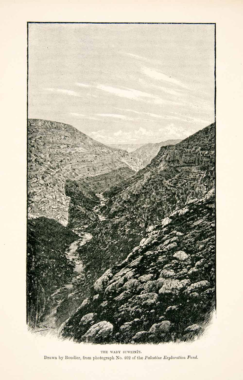 1897 Print Wady Suweinit Landscape River Hills Egypt Middle East Valley XGIC1