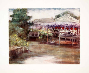 1905 Color Print Mortimer Menpes Art Oriental Japanese Botanical Garden XGIC2