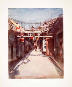 1905 Color Print Japanese Streetscape Cityscape Mortimer Menpes Oriental XGIC2