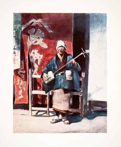 1905 Color Print Japanese Blind Beggar Musical Instrument Musician Menpes XGIC2