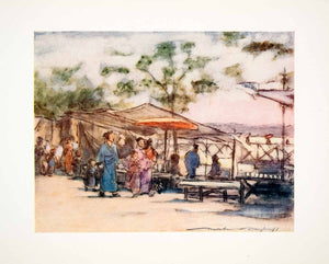 1905 Color Print Mortimer Menpes Oriental Art Japanese Festival Bazaar XGIC2