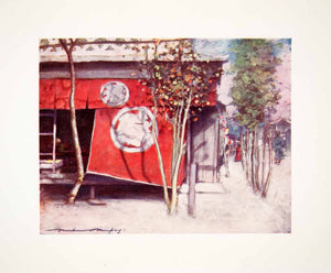 1905 Color Print Moritmer Menpes Oriental Art Japanese Red Curtain Asian XGIC2
