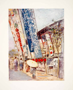 1905 Color Print Mortimer Menpes Oriental Art Japanese Theatre Street XGIC2