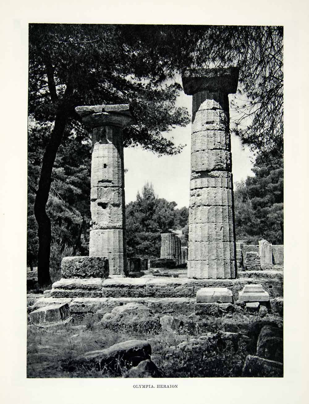 1952 Rotogravure Olympia Greece Heraion Temple Hera Doric Column XGIC3