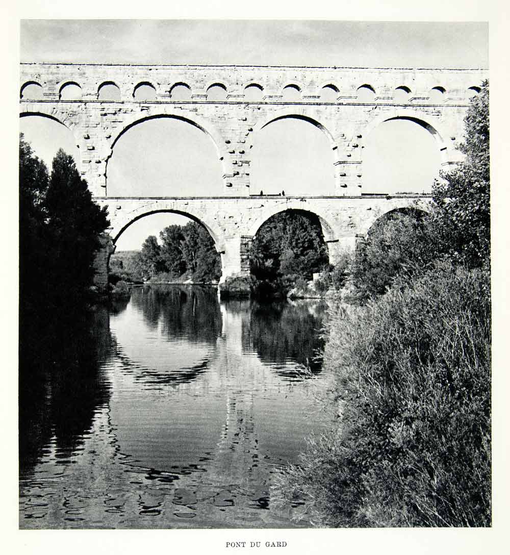 1952 Rotogravure France Pont Du Gard Roman Aqueduct Bridge Architecture XGIC3