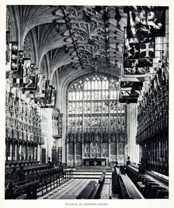 1952 Rotogravure Windsor England St. Georges Chapel Castle Interior XGIC3