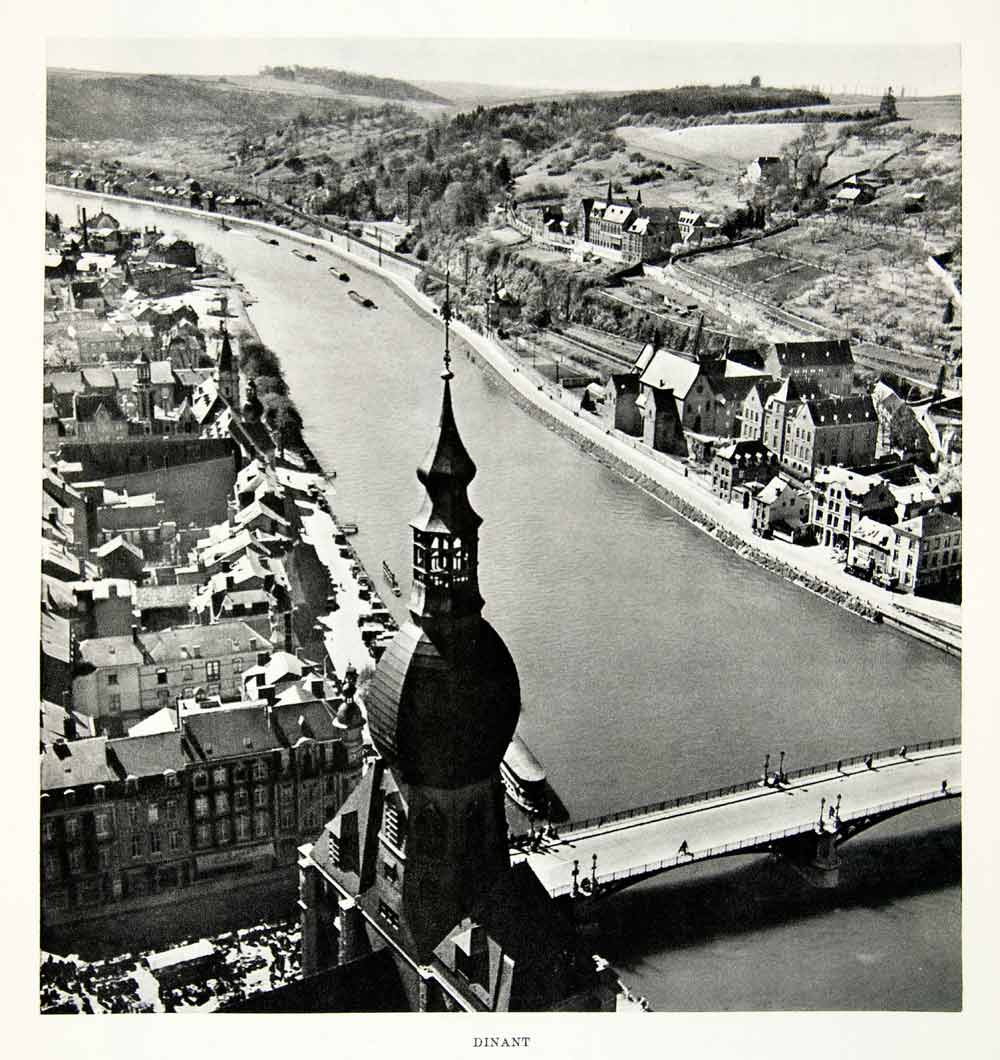 1952 Rotogravure Dinant Wallonia Meuse River Namur Belgium Notre Dame XGIC3