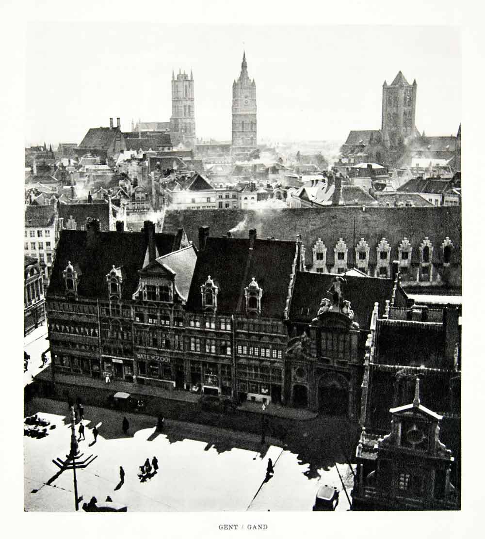 1952 Rotogravure Ghent City Belgium Flanders Urban Graslei St. Nicholas XGIC3