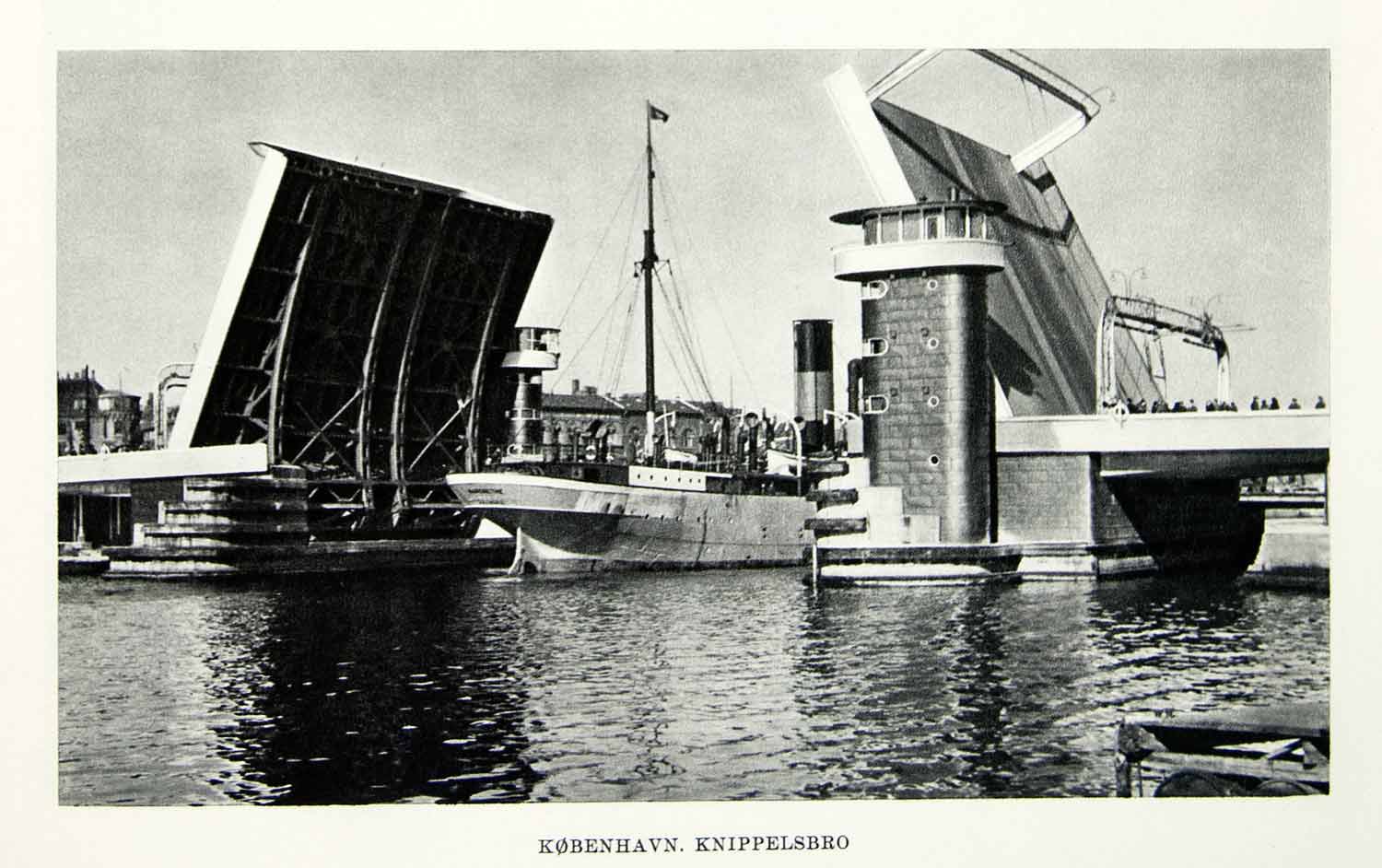 1952 Rotogravure Copenhagen Denmark Knippelsbro Bridge Bascule Harbor Ship XGIC3