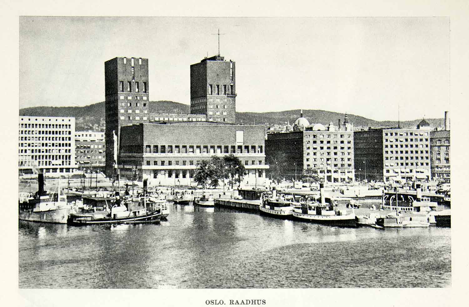 1952 Rotogravure Oslo Norway Stadhuis Town Hall Architecture Neo XGIC3