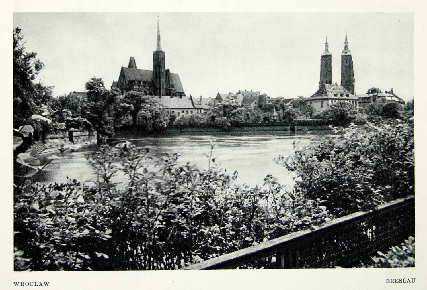 1952 Rotogravure Breslau Wroclaw River Oder Poland Lower Silesia Cathedral XGIC3
