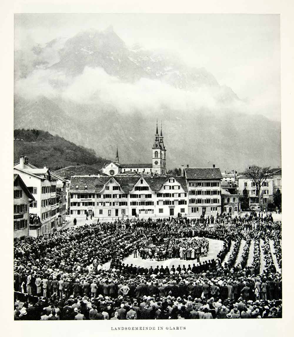 1952 Rotogravure Glarus Switzerland Landsgemeinde Canton Assembly XGIC3