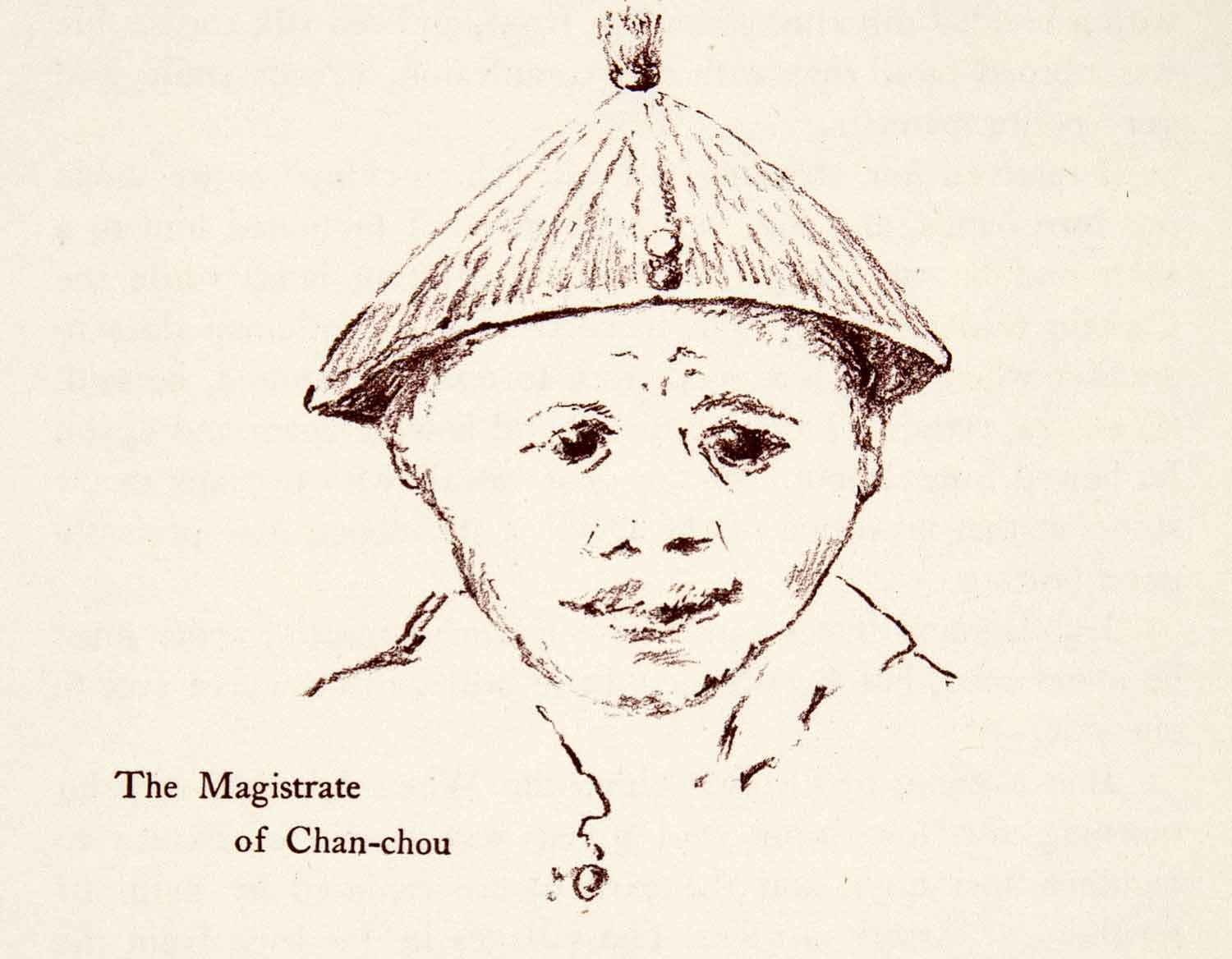 1949 Photolithograph Portrait Magistrate Chan-chou Village China Officer XGIC4