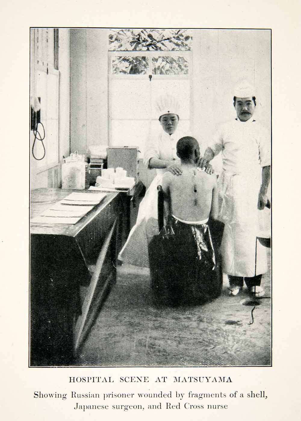 1905 Print Russo-Japanese War Hospital Scene Matsuyama Russian Fragment XGIC5