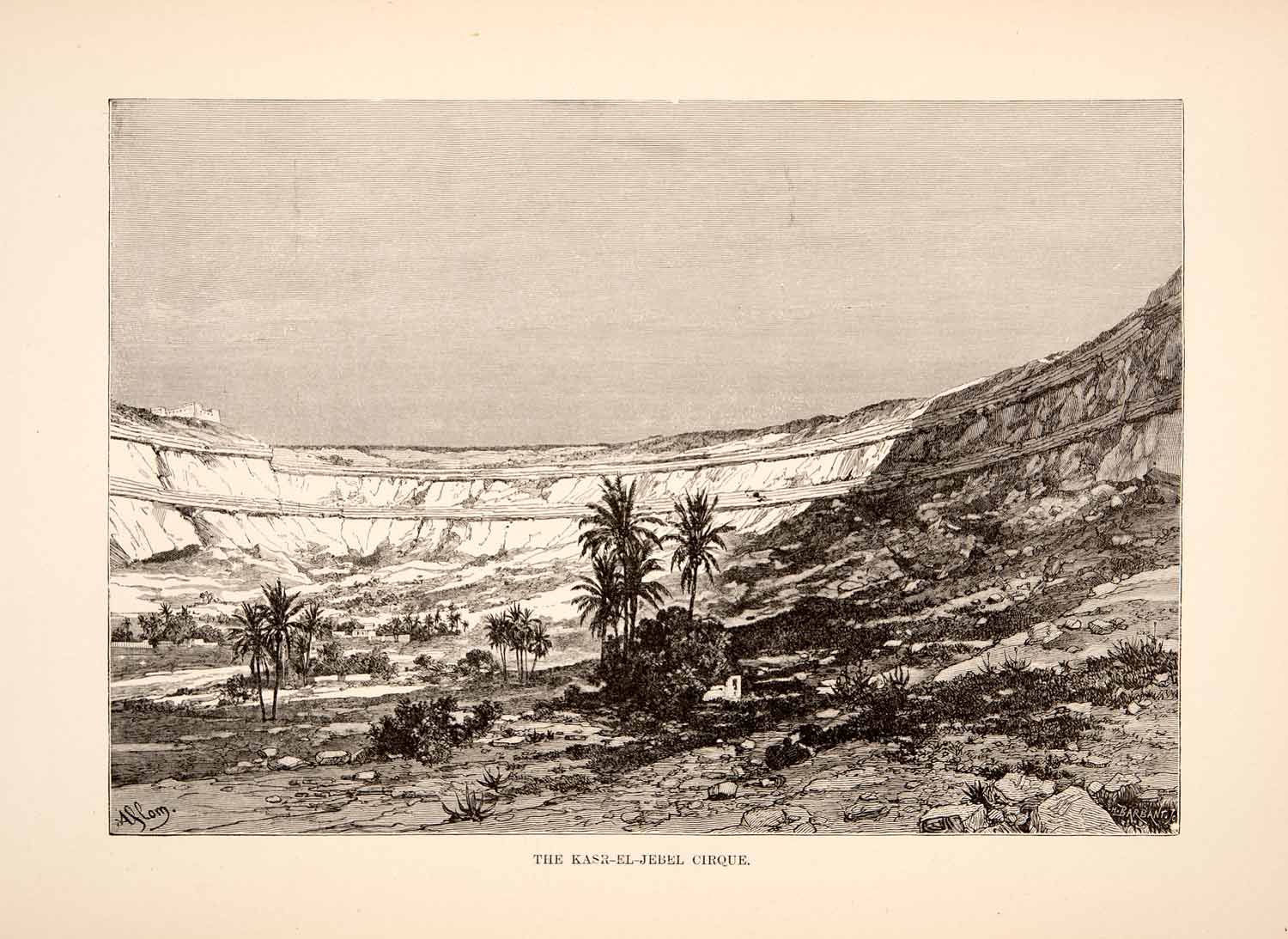 1893 Wood Engraving (Photoxylograph) Kasr-El-Jebel Cirque Africa Palm XGIC8