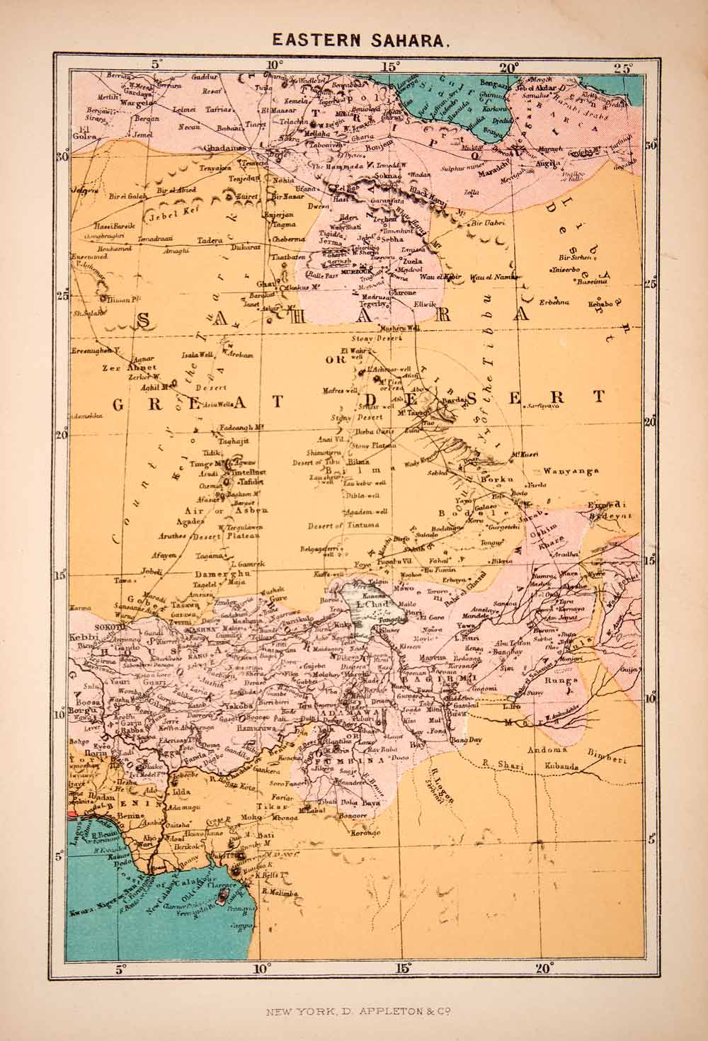 1893 Lithograph Eastern Sahara Desert Tripoli Barca Tuarick Tibbu Houssa XGIC8