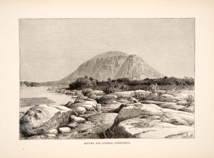 1890 Wood Engraving (Photoxylograph) Landscape Ruvuma Lugenda Confluence XGIC9