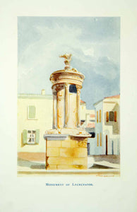 1909 Color Print Art Choragic Monument Lysicrates Athens Greece Theater XGID3