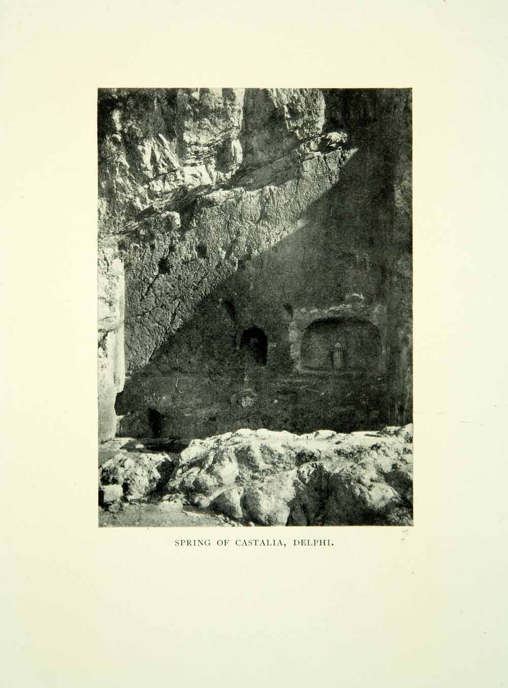 1909 Print Castalian Spring Well Water Fountain Delphi Greece Europe XGID3