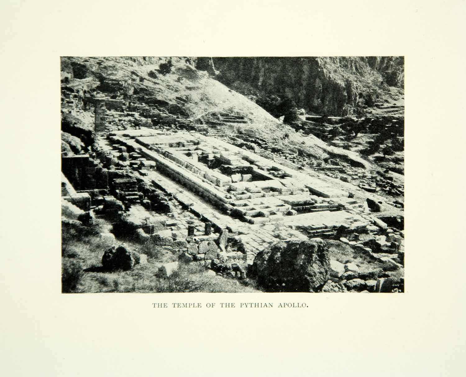 1909 Print Temple Pythian Apollo Delphi Greece Europe Archaeology Ruins XGID3