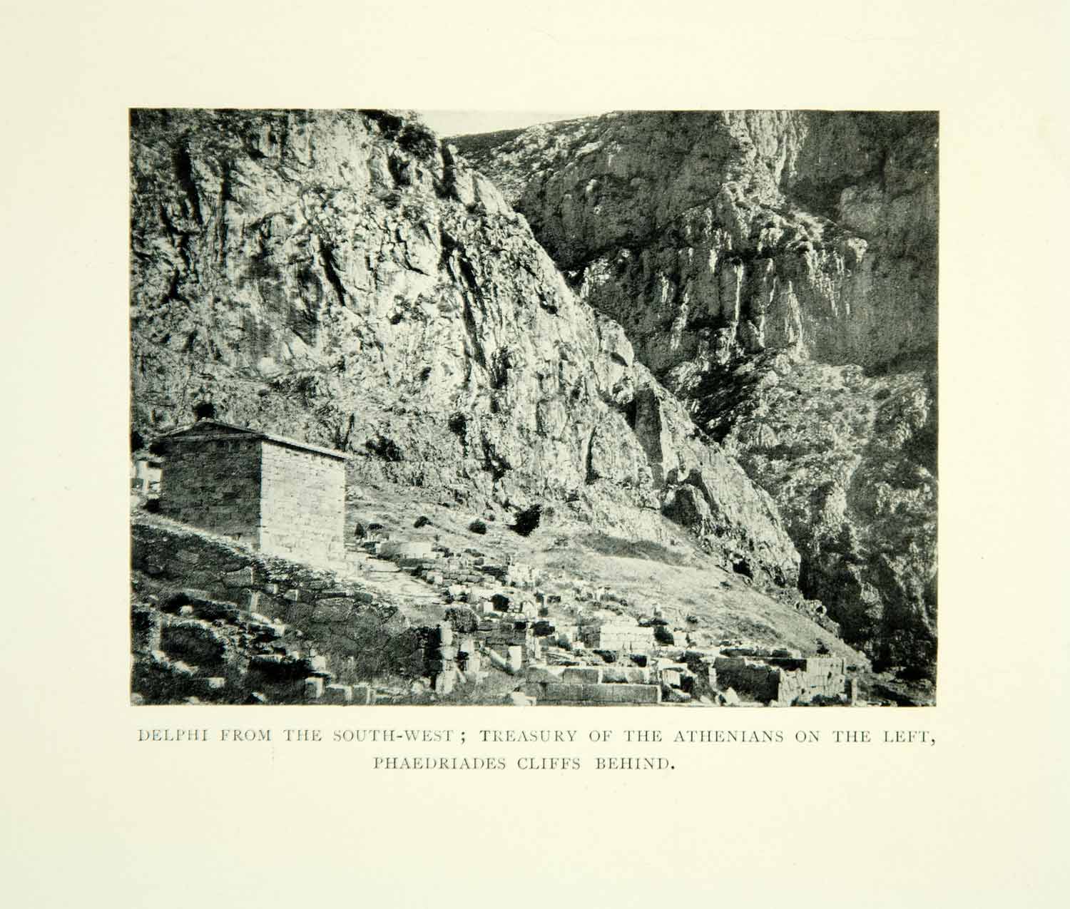 1909 Print Delphi Greece Europe Athenian Treasury Archaeology Doric XGID3