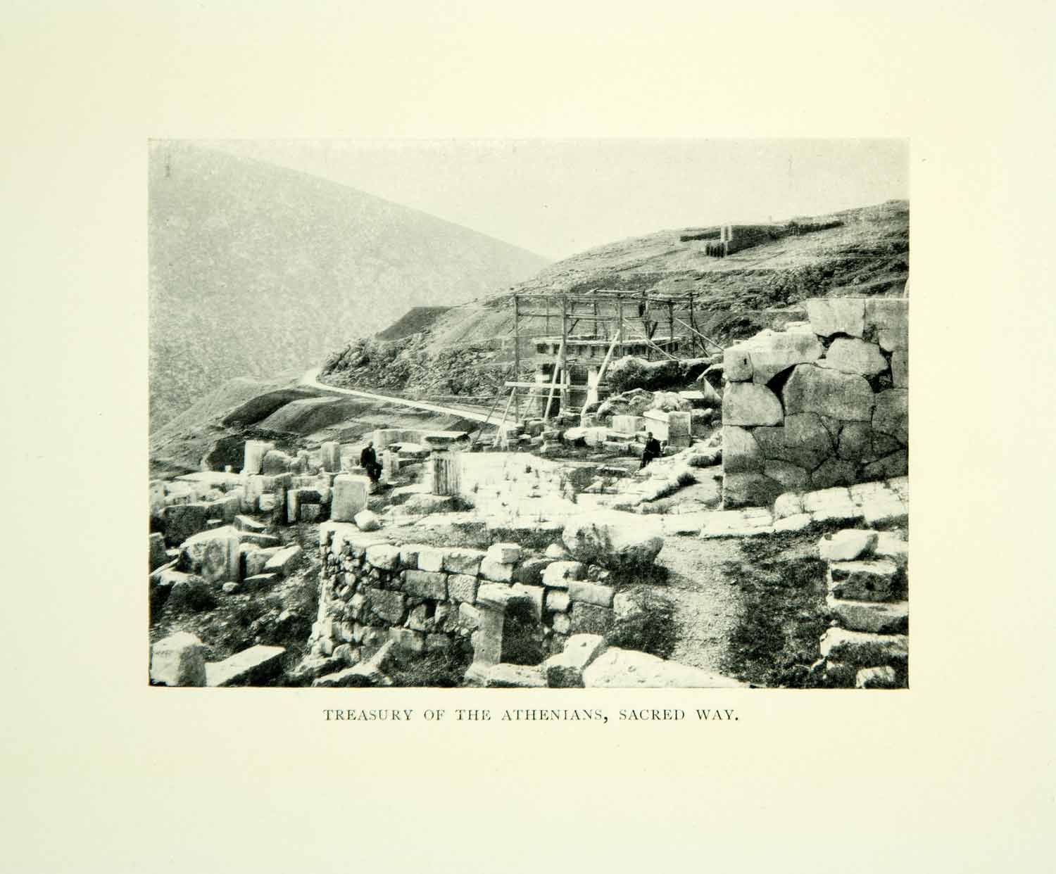 1909 Print Athenian Treasury Sacred Way Delphi Greece Europe Archaeology XGID3