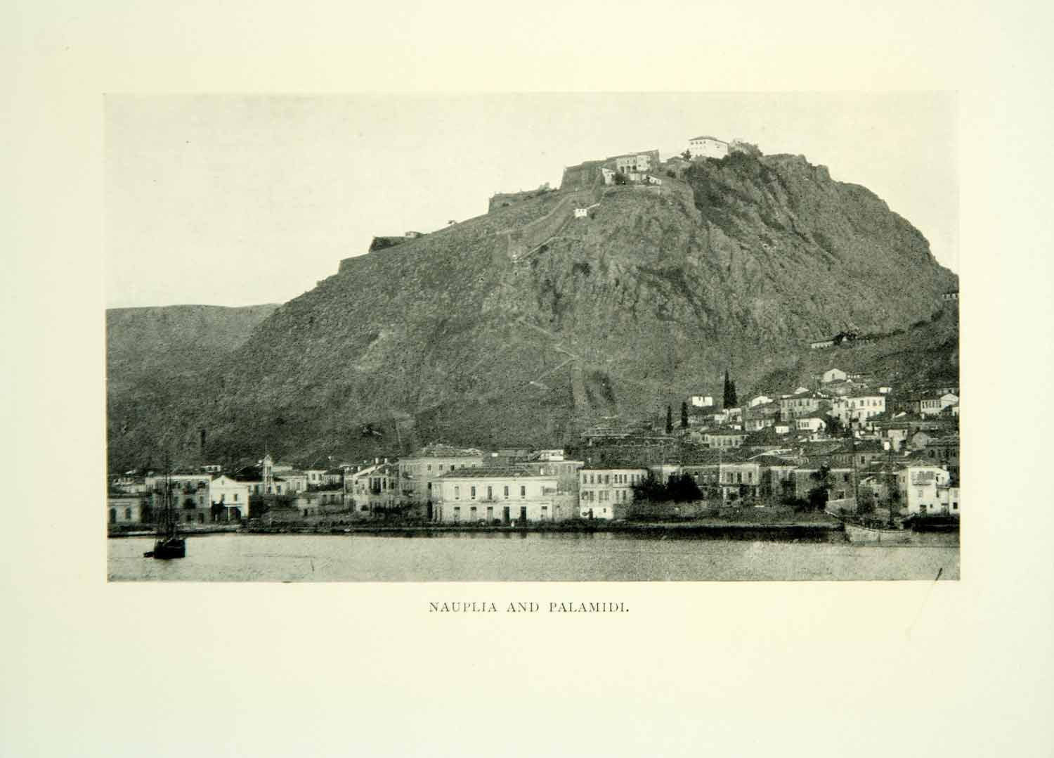 1909 Print Nafplio Palamidi Castle Argolic Gulf Peloponnese Greece Aegean XGID3