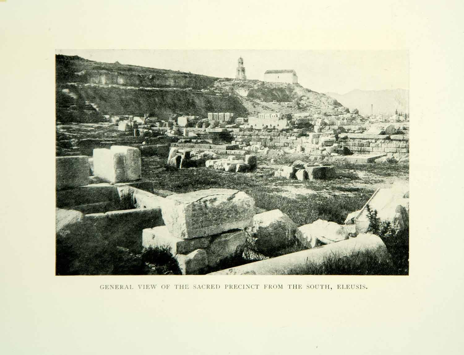 1909 Print Temple Shrine Eleusis Attica Greece Europe Archaeology Ruins XGID3