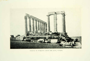1909 Print Temple Poseidon Cape Sounion Attica Greece Archaeology Doric XGID3