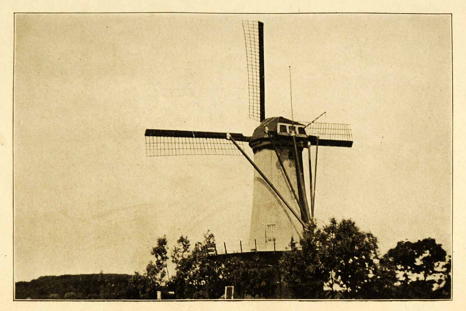 1911 Print Delft Holland Antique Windmill Architecture Historic Image XGJ3