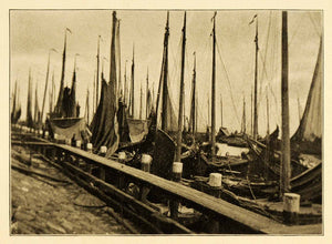 1911 Print Vollendam Holland Harbor Ships Boats Marine Nautical Historic XGJ3