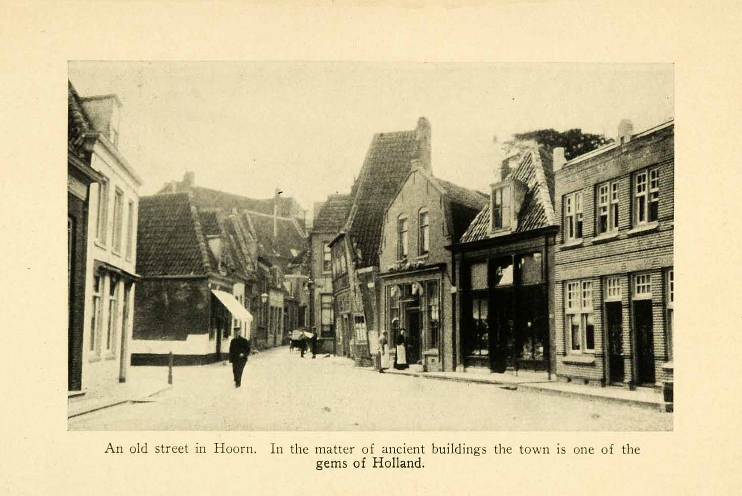 1928 Print Hoorn Holland Cityscape Streetscape Ancient Architecture XGJ6