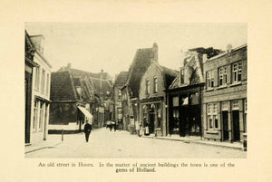 1928 Print Hoorn Holland Cityscape Streetscape Ancient Architecture XGJ6