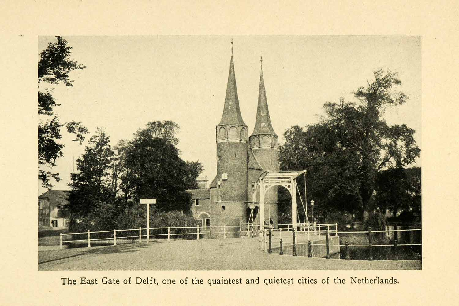 1928 Print Ancient Delft Holland East Gate Gothic Architecture Historic XGJ6