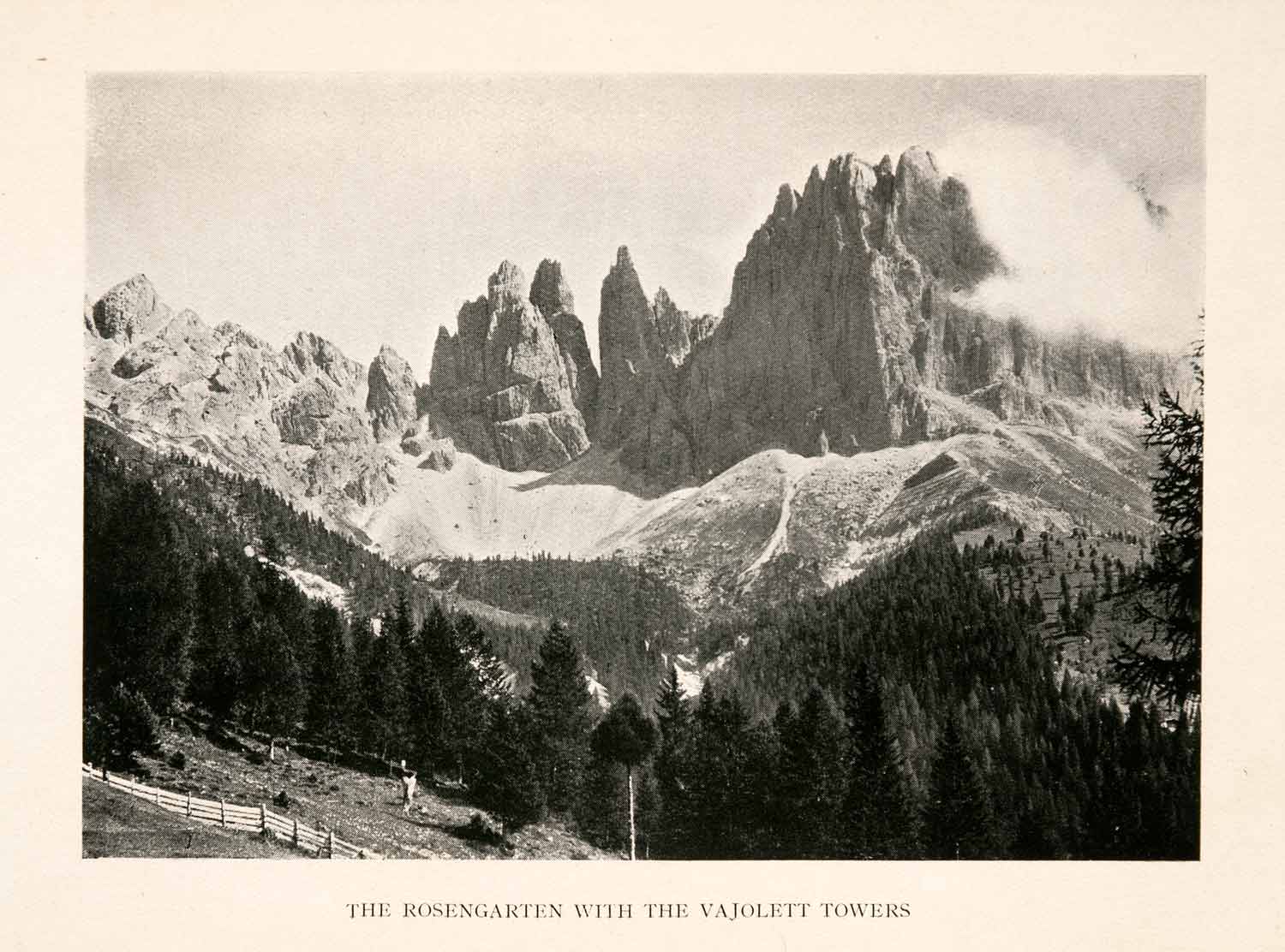 1925 Halftone Print Italy Dolomite Trentino Rosengarten Tyrol Vajolet XGJA2