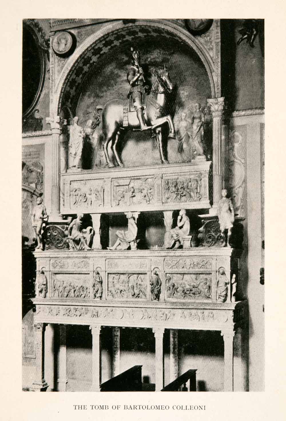 1925 Halftone Print Tomb Bartolomeo Colleoni Cappella Bergamo Italy Horse XGJA2