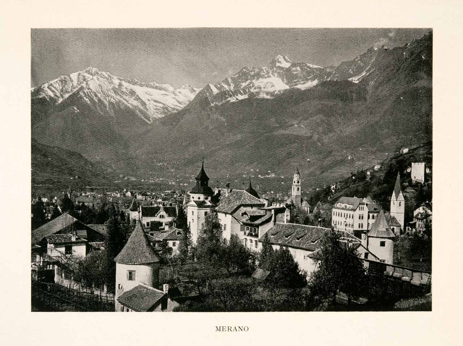 1925 Halftone Print Merano Italy Mountain Architecture Tyrol Passeier XGJA2