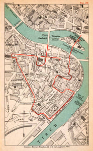 1908 Lithograph Map Rome Tiberine Island Rome Italy Plan Piazza Mastal XGJA5