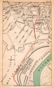 1908 Lithograph Rome Italy Tiber River Map Plan Verde Trastevere Railway XGJA5