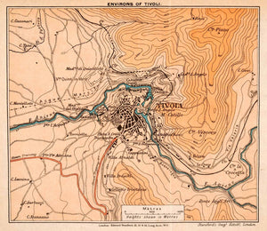 1908 Lithograph Tivoli Rome Elevation Piano Vescovo Map Plan Catillo XGJA5