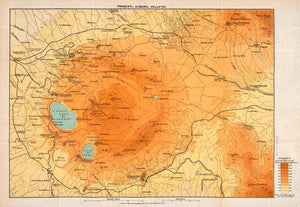 1908 Lithograph Map Altitude Mount Cavo Frascati Albano Velletri Elevation XGJA5