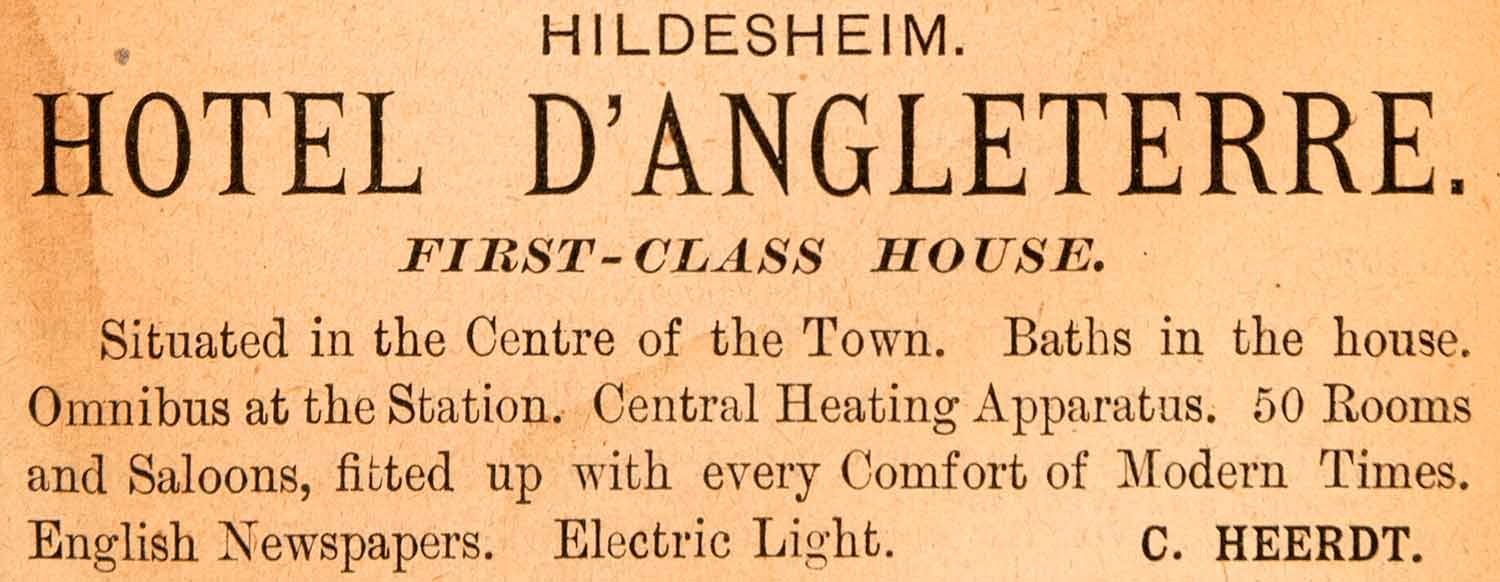 1908 Ad Hotel D'Angleterre Hildesheim Lower Saxony Germany First-Class XGJA5