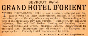 1908 Ad Grand Hotel D'Orient Beyrout Beirut Syria N Bassoul Sons Smoking XGJA5