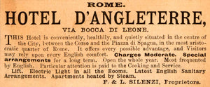 1908 Ad Rome Hotel D'Angleterre Via Bocca Leone Piazza Spagna Silenzi XGJA5