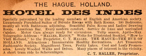 1908 Ad Holland Netherland The Hague Hotel Des Indes CT Haller XGJA5