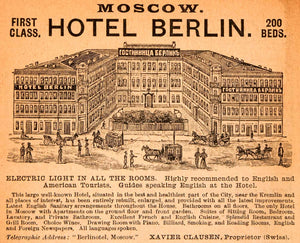 1908 Ad Moscow Hotel Berlin Xavier Clausen Berlinotel Kremlin English XGJA5