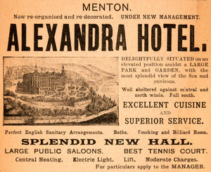1908 Ad Menton Alexandria Hotel Cote D'Azur Mediterranean France Saloon XGJA5