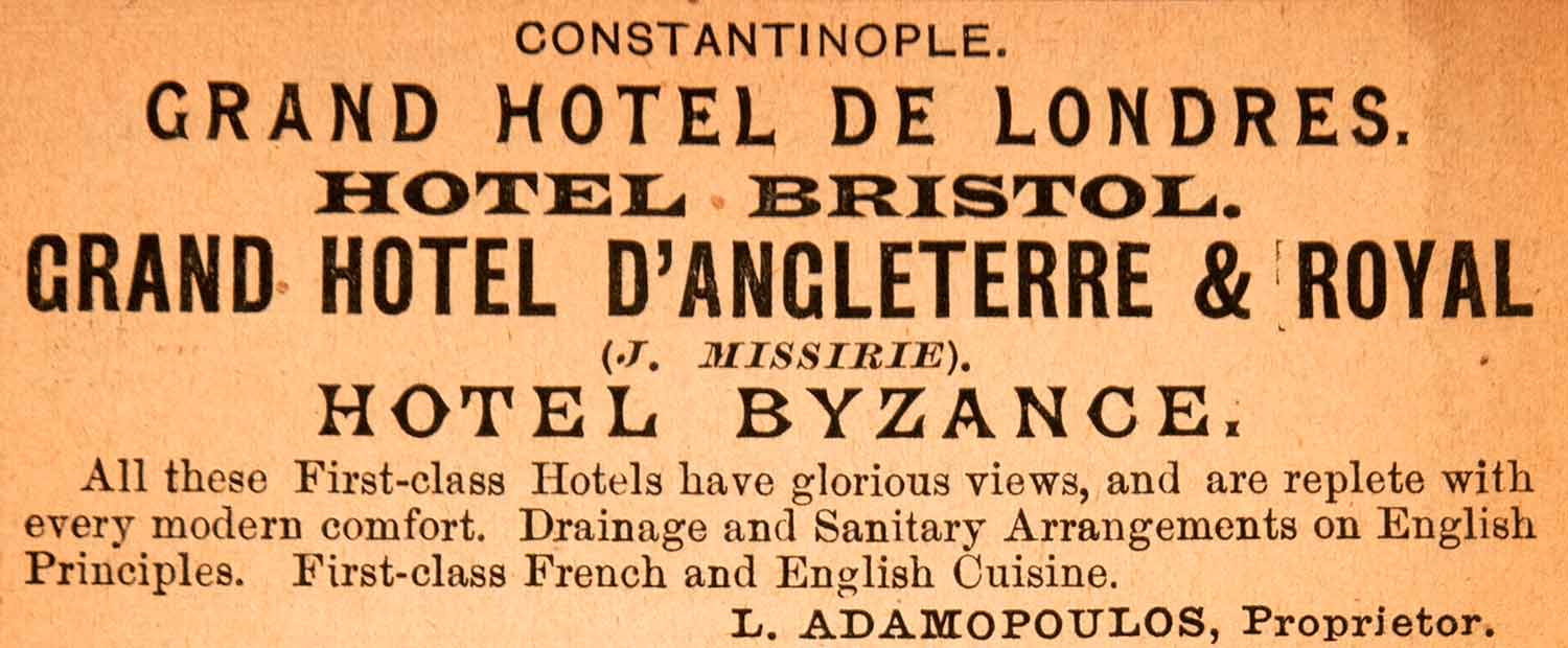 1908 Ad Grand Hotel Londres Constantinople Byzance D'Angleterre XGJA5