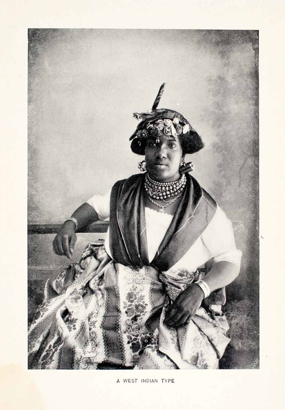 1903 Print Young Woman West Indies Caribbean Islands Sea Ringlets Hat XGJA6