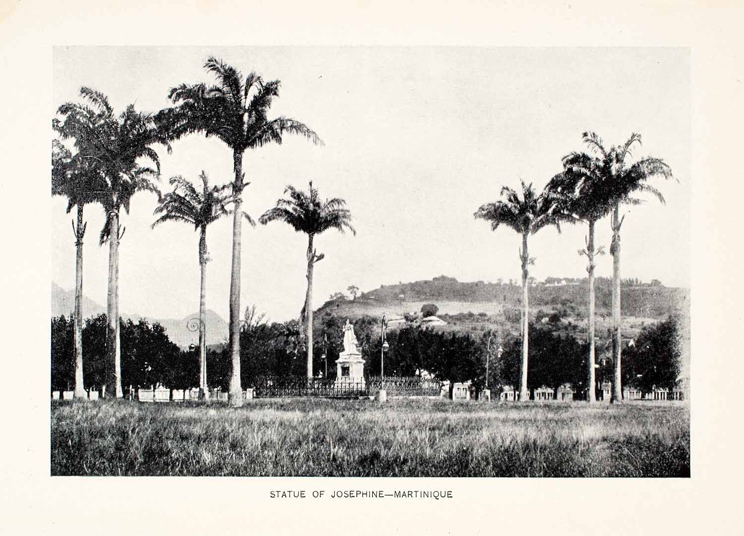 1903 Print Martinique La Savane Statue French Empress Josephine Caribbean XGJA6